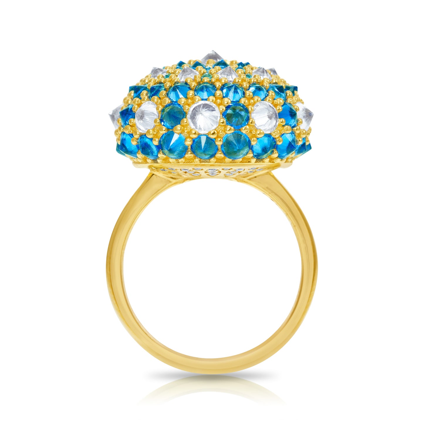 Checkmate Bonbon Cocktail Ring - Aqua - Gold
