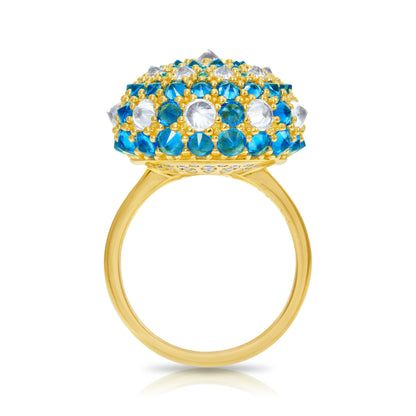Checkmate Bonbon Cocktail Ring - Aqua - Gold