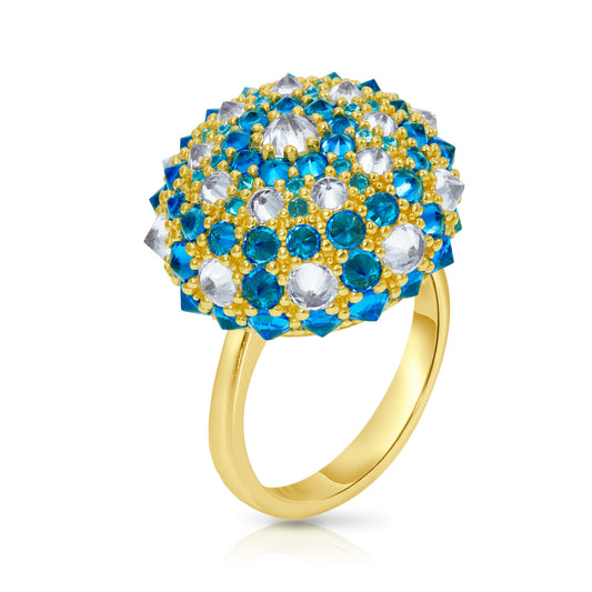 Checkmate Bonbon Cocktail Ring - Aqua - Gold