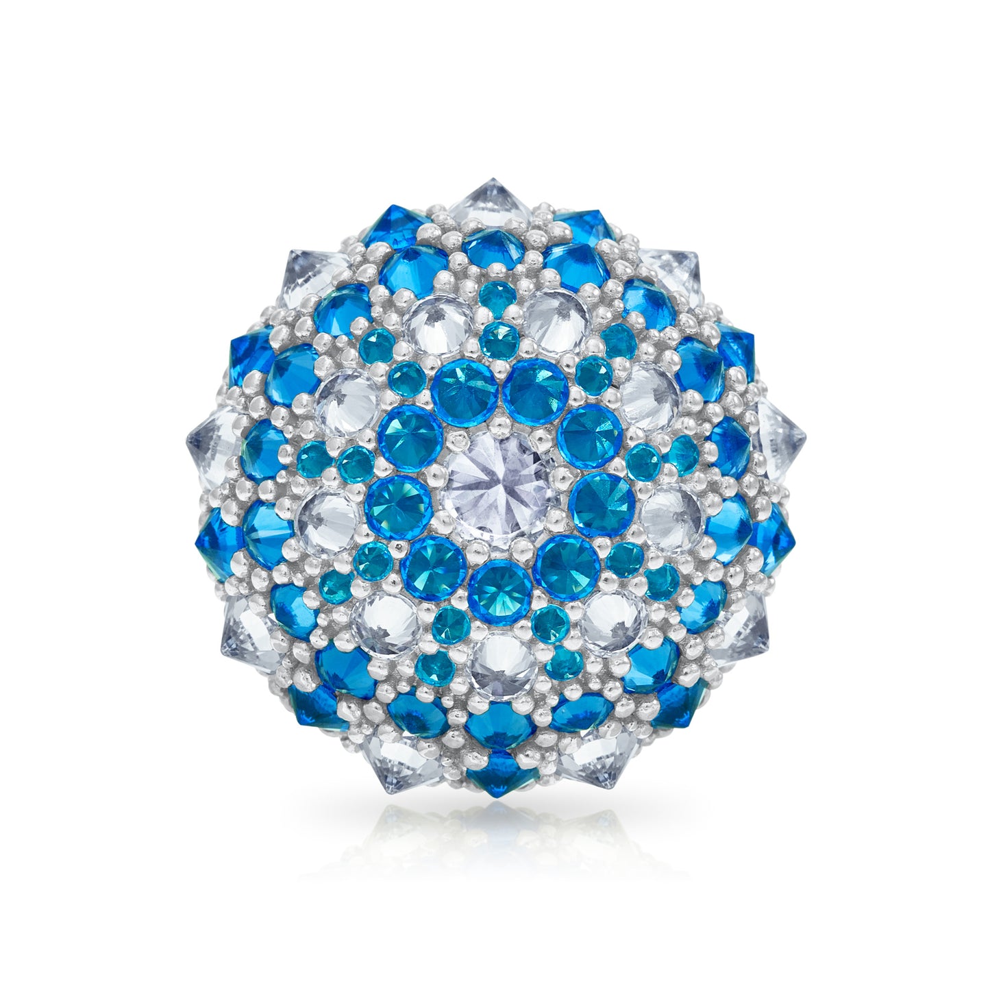 Checkmate Bonbon Cocktail Ring - Aqua - Silver