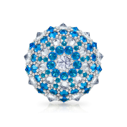 Checkmate Bonbon Cocktail Ring - Aqua - Silver