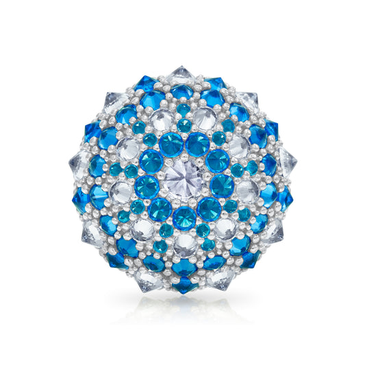 Checkmate Bonbon Cocktail Ring - Aqua - Silver