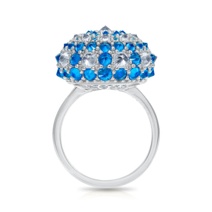 Checkmate Bonbon Cocktail Ring - Aqua - Silver