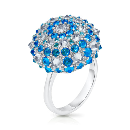 Checkmate Bonbon Cocktail Ring - Aqua - Silver
