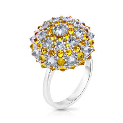 Checkmate Bonbon Cocktail Ring - Honey - Silver