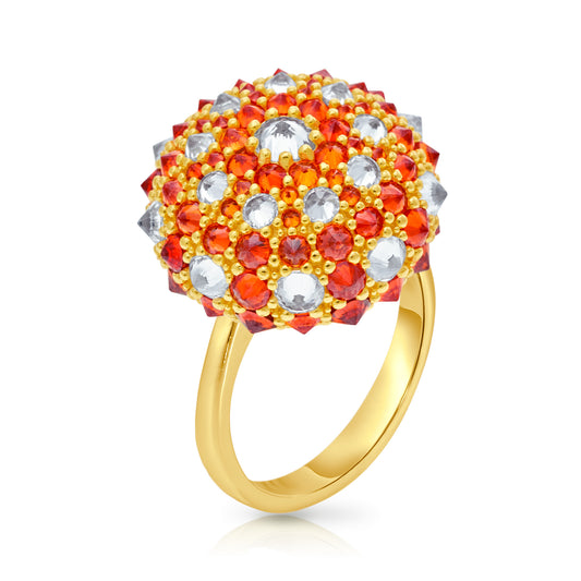 Checkmate Bonbon Cocktail Ring - Orange - Gold
