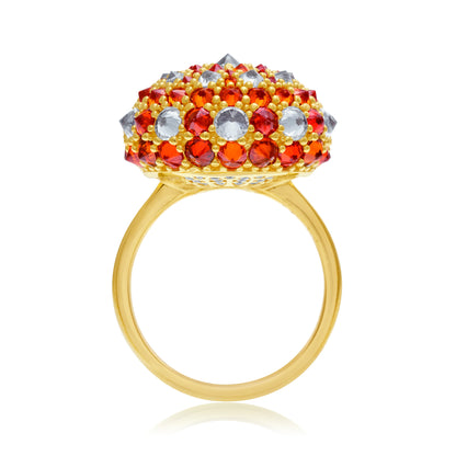 Checkmate Bonbon Cocktail Ring - Orange - Gold