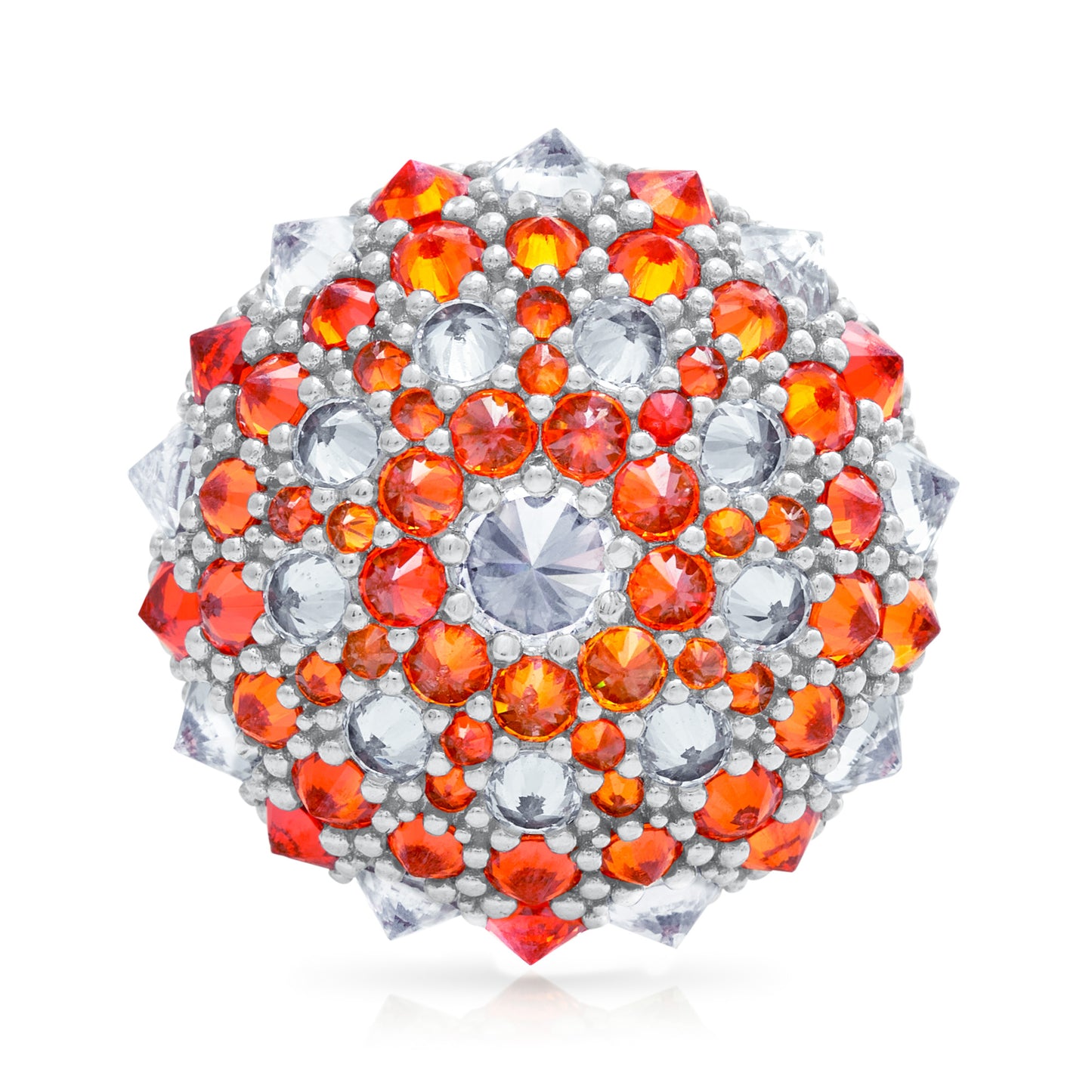 Checkmate Bonbon Cocktail Ring - Orange - Silver
