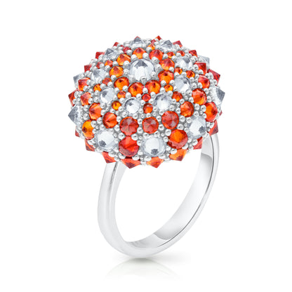Checkmate Bonbon Cocktail Ring - Orange - Silver