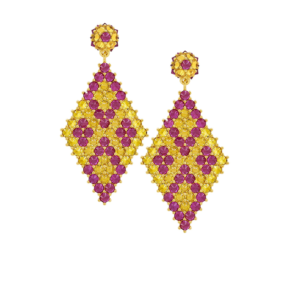 Donna Marquesa Earrings - Honey & Pink - 22 karat Gold
