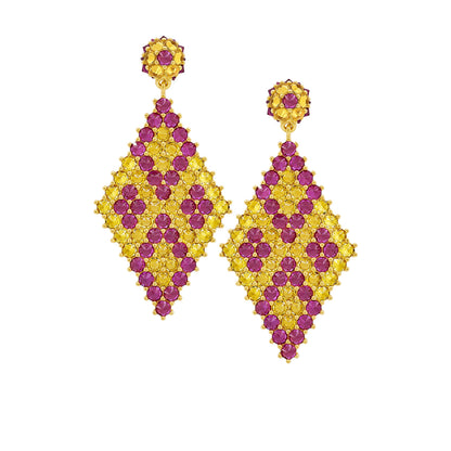 Donna Marquesa Earrings - Honey & Pink - 22 karat Gold
