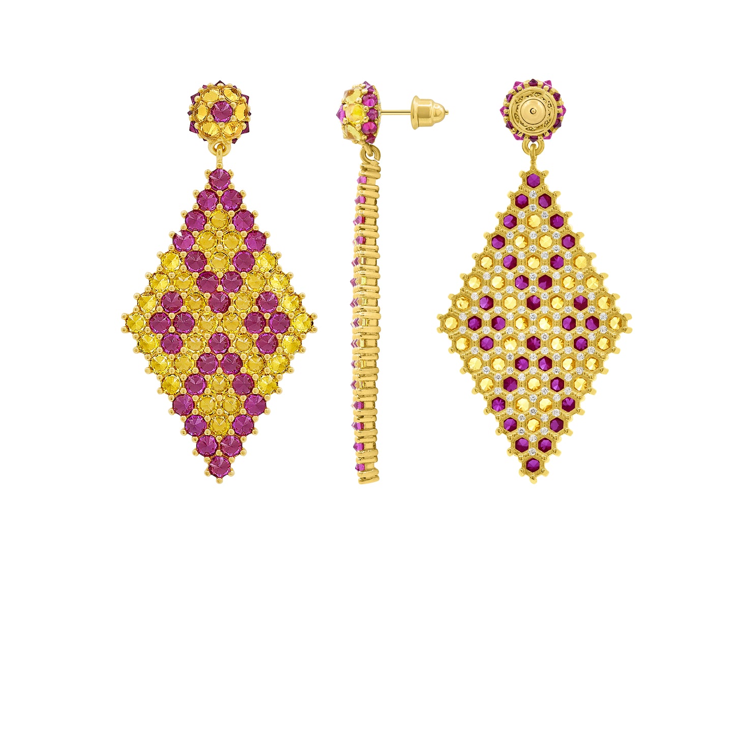 Donna Marquesa Cocktail Earrings - Honey & Pink - Gold