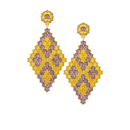Donna Marquesa Cocktail Earrings - Honey & Purple - Gold