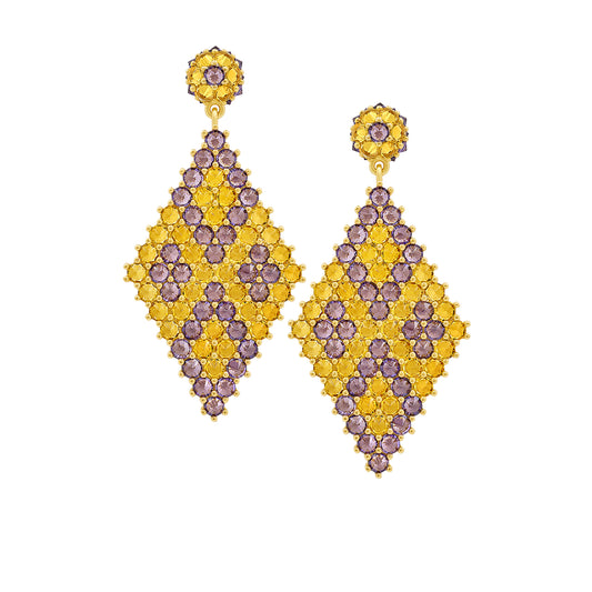 Donna Marquesa Cocktail Earrings - Honey & Purple - Gold