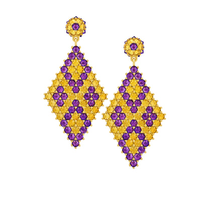 Donna Marquesa Cocktail Earrings - Honey & Purple - Gold