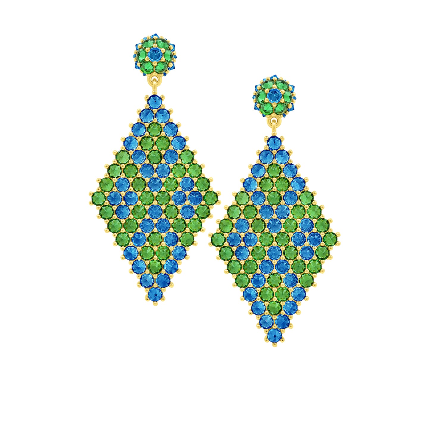 Donna Marquesa Cocktail Earrings - Green & Aqua - Gold