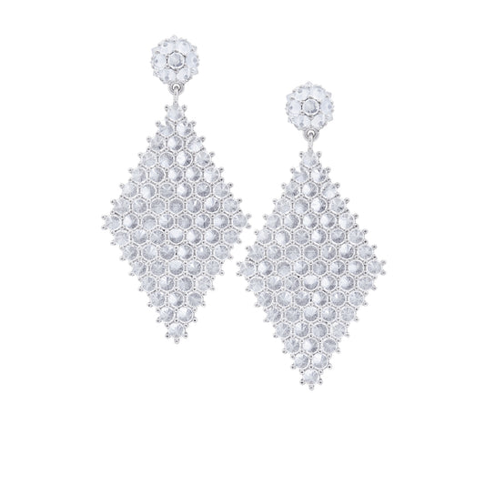 Donna Marquesa Cocktail Earrings - White - Silver