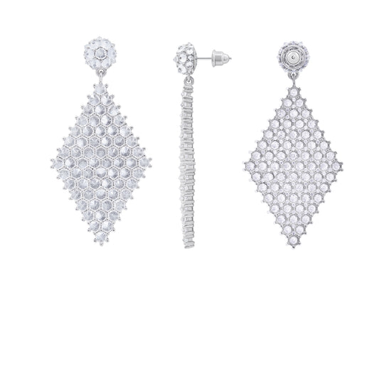 Donna Marquesa Cocktail Earrings - White - Silver