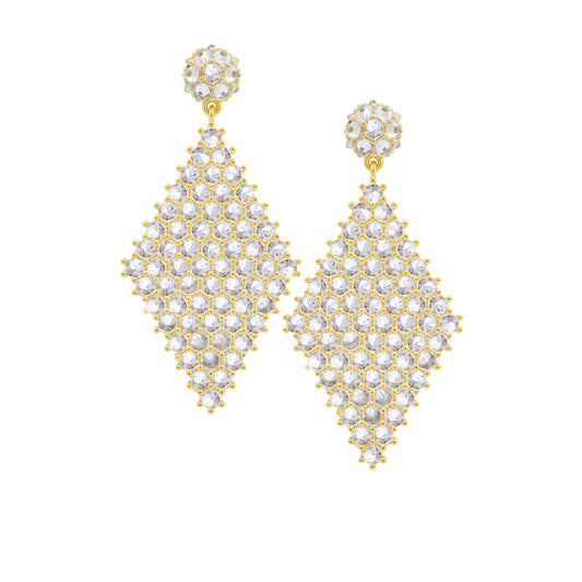 Donna Marquesa Cocktail Earrings - White - Gold