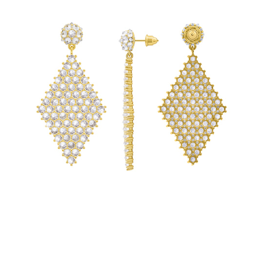 Donna Marquesa Cocktail Earrings - White - Gold