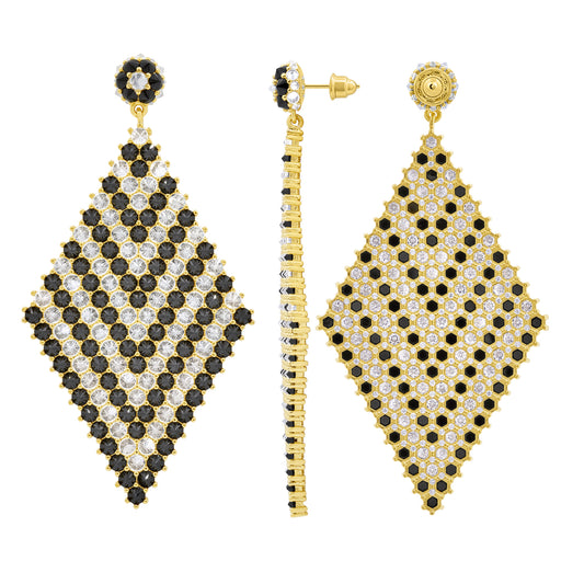 Grand Donna Marquesa Cocktail Earrings - Chevron - Gold