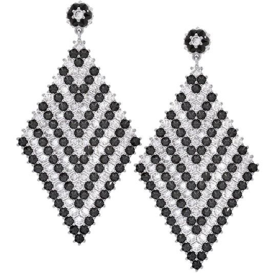 Grand Donna Marquesa Cocktail Earrings - Chevron - Silver