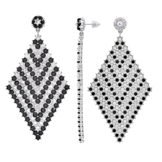 Grand Donna Marquesa Cocktail Earrings - Chevron - Silver