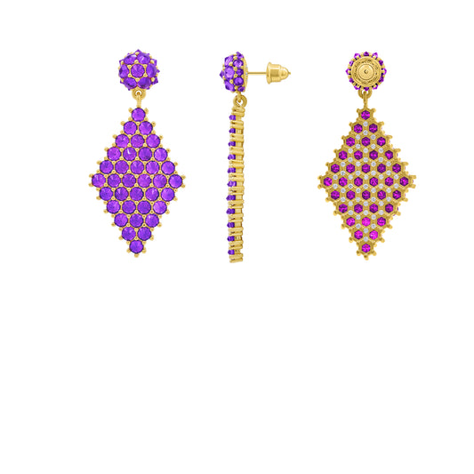 Petit Donna Marquesa Cocktail Earrings - Purple - Gold