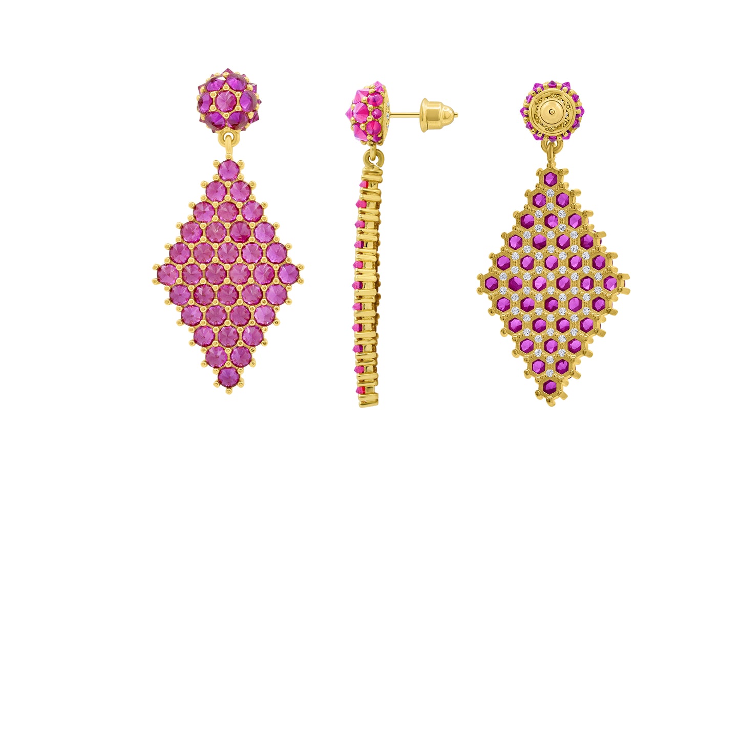 Petit Donna Marquesa Cocktail Earrings - Pink - Gold