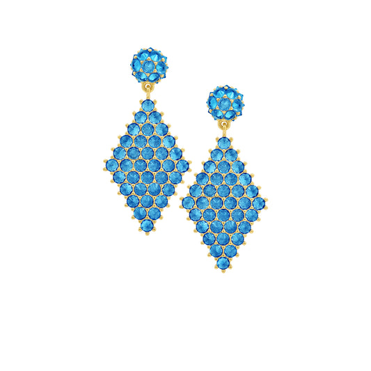 Petit Donna Marquesa Cocktail Earrings - Aqua - Gold
