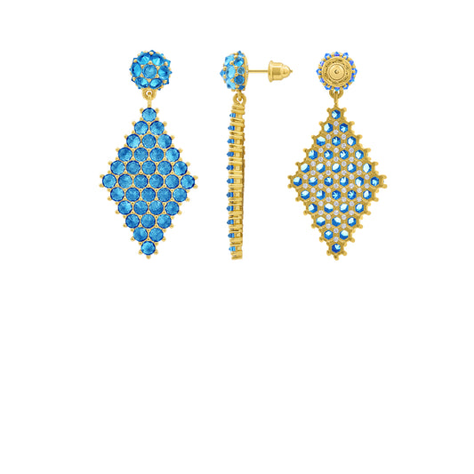 Petit Donna Marquesa Cocktail Earrings - Aqua - Gold