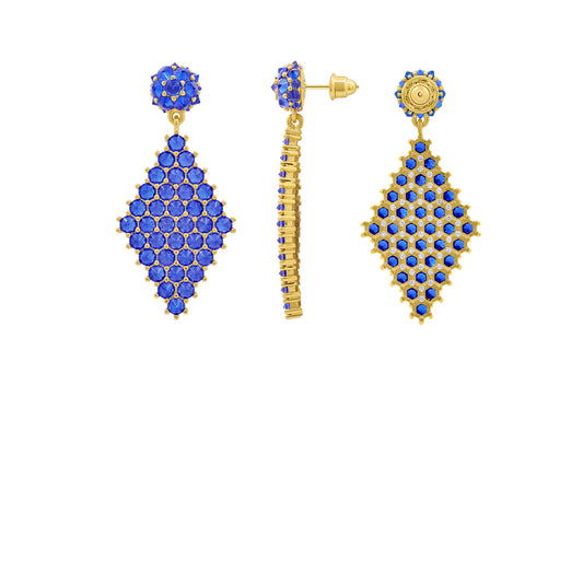 Petit Donna Marquesa Cocktail Earrings - Blue - Gold
