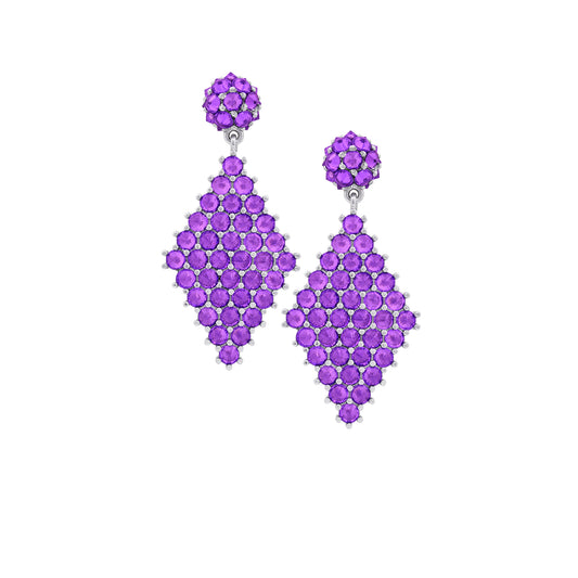 Petit Donna Marquesa Cocktail Earrings - Purple - Silver
