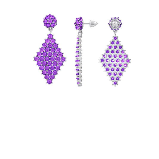 Petit Donna Marquesa Cocktail Earrings - Purple - Silver