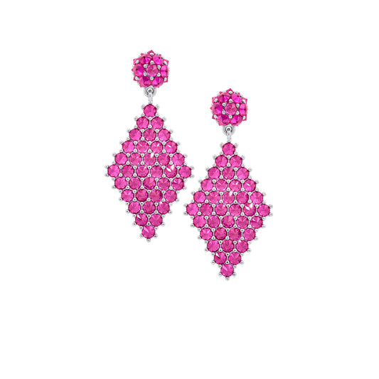 Petit Donna Marquesa Cocktail Earrings - Pink - Silver