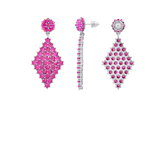 Petit Donna Marquesa Cocktail Earrings - Pink - Silver