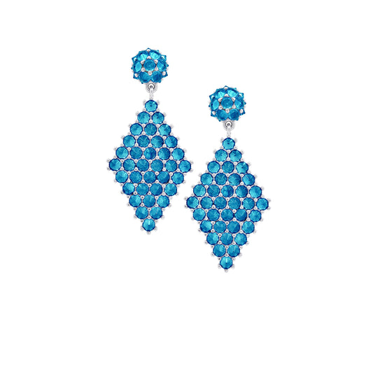 Petit Donna Marquesa Cocktail Earrings - Aqua - Silver