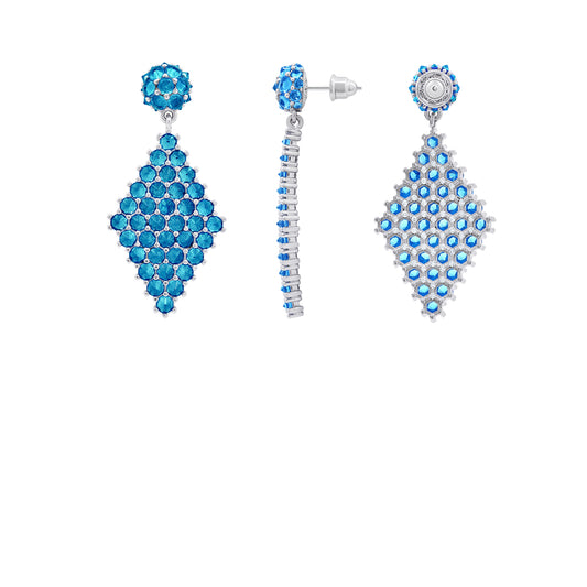 Petit Donna Marquesa Cocktail Earrings - Aqua - Silver