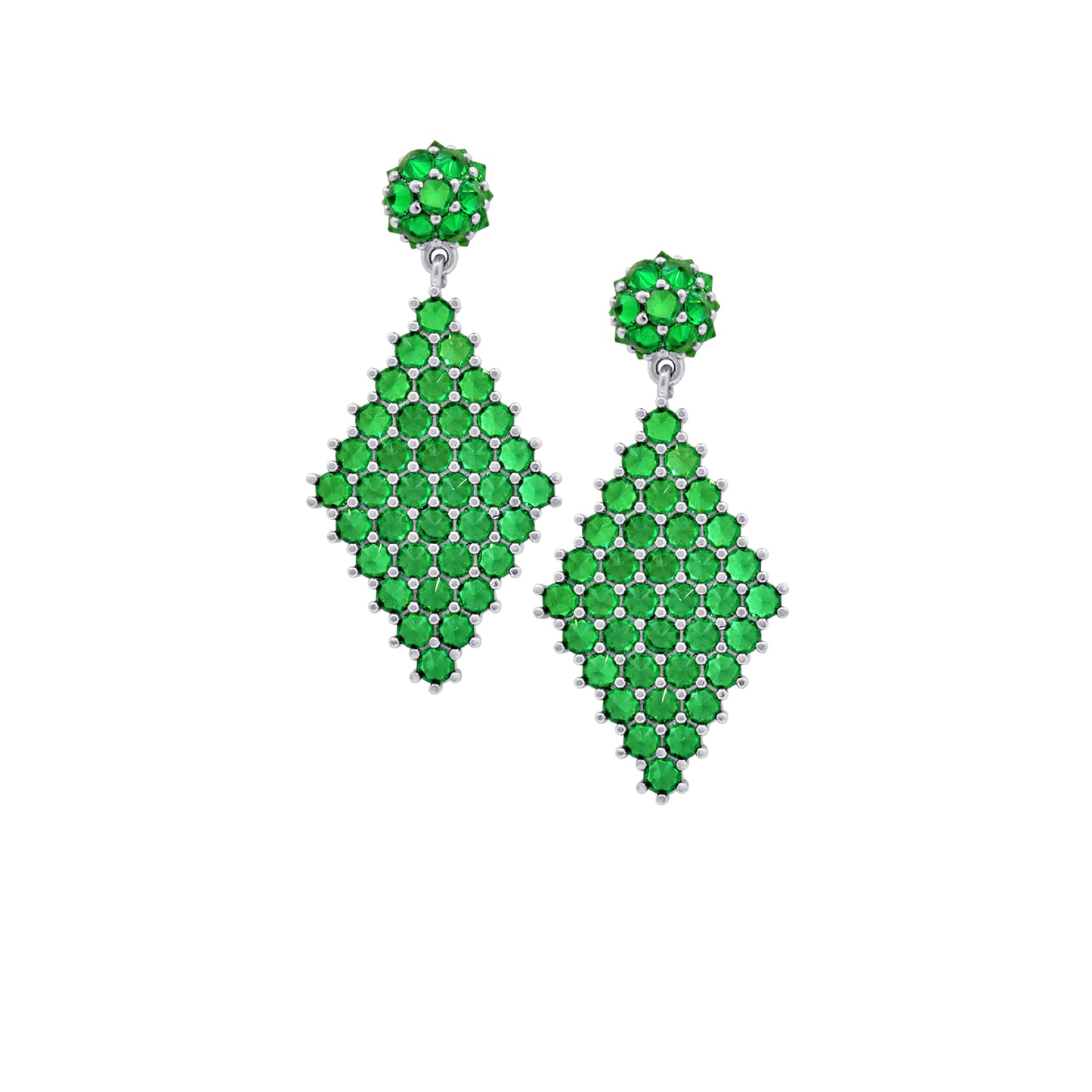 Petit Donna Marquesa Cocktail Earrings - Green - Silver