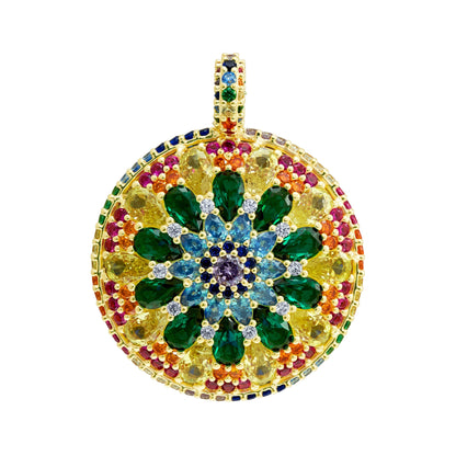 Chakra Mandala Cocktail Pendant Charm - Gold