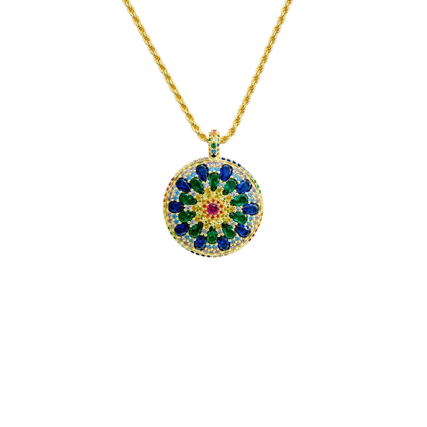 Chakra Mandala Cocktail Necklace 80cm - Gold