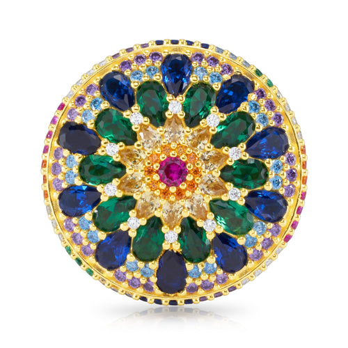 Mini Chakra Mandala Cocktail Ring