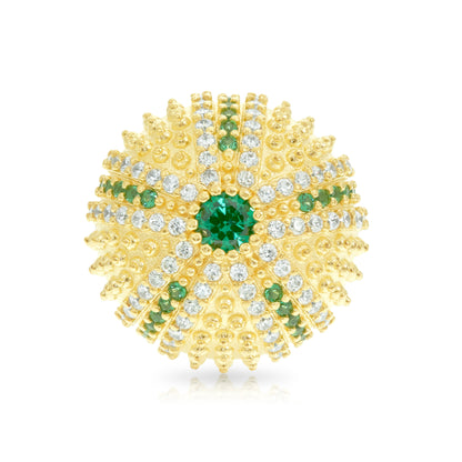 Mini Sea Urchin Cocktail Ring - Green - Gold