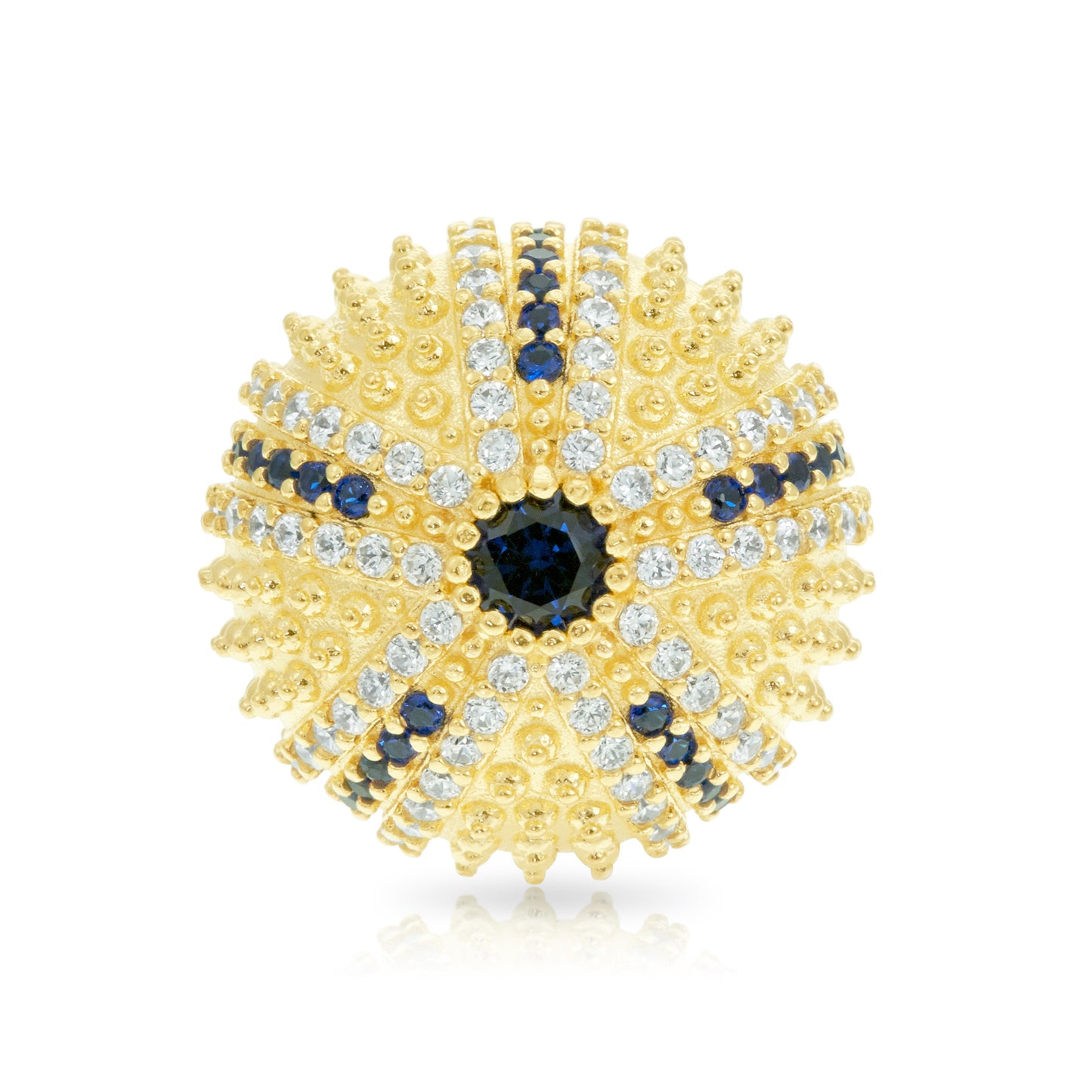 Mini Sea Urchin Cocktail Ring - Blue - Gold