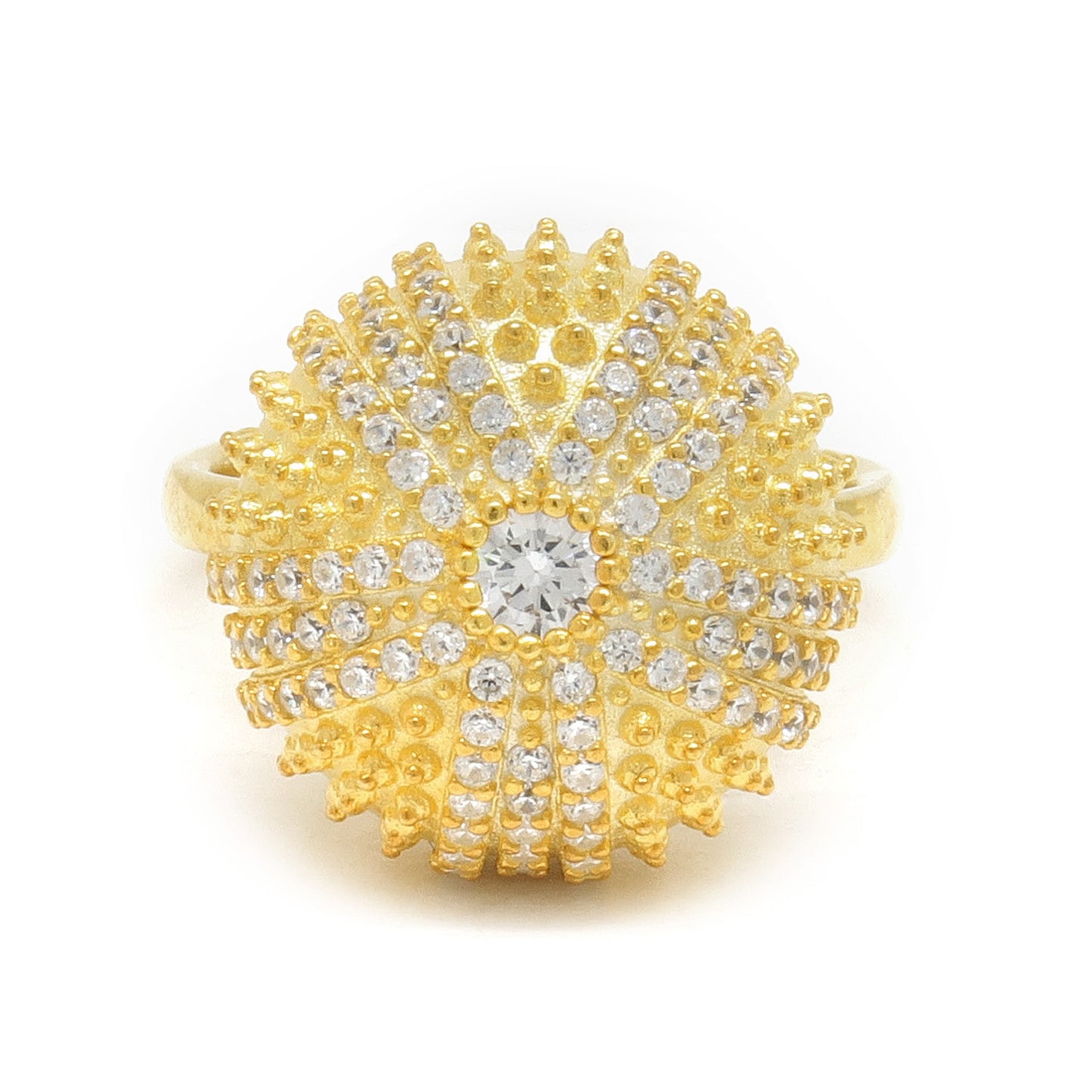 Mini Sea Urchin Cocktail Ring - White - Gold