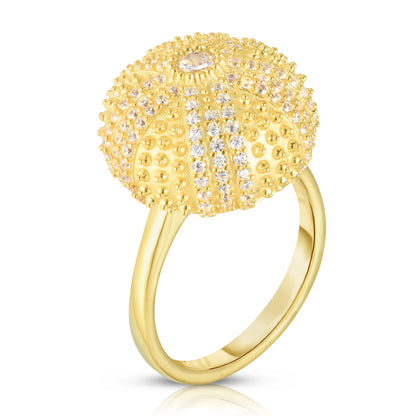 Mini Sea Urchin Cocktail Ring - White - Gold