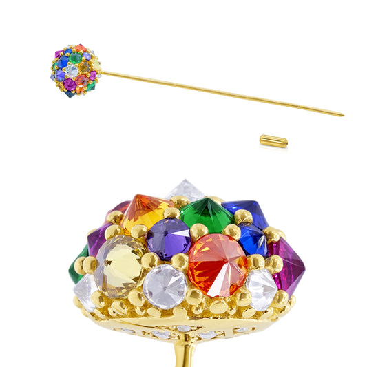 Grand Perfect Bonbon Lapel Pin - Rainbow - Gold