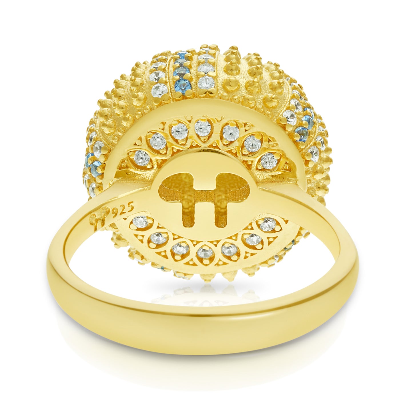 Mini Sea Urchin Cocktail Ring - Aqua - Gold