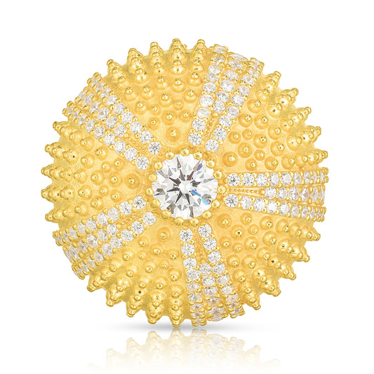Sea Urchin Cocktail Ring - White - Gold
