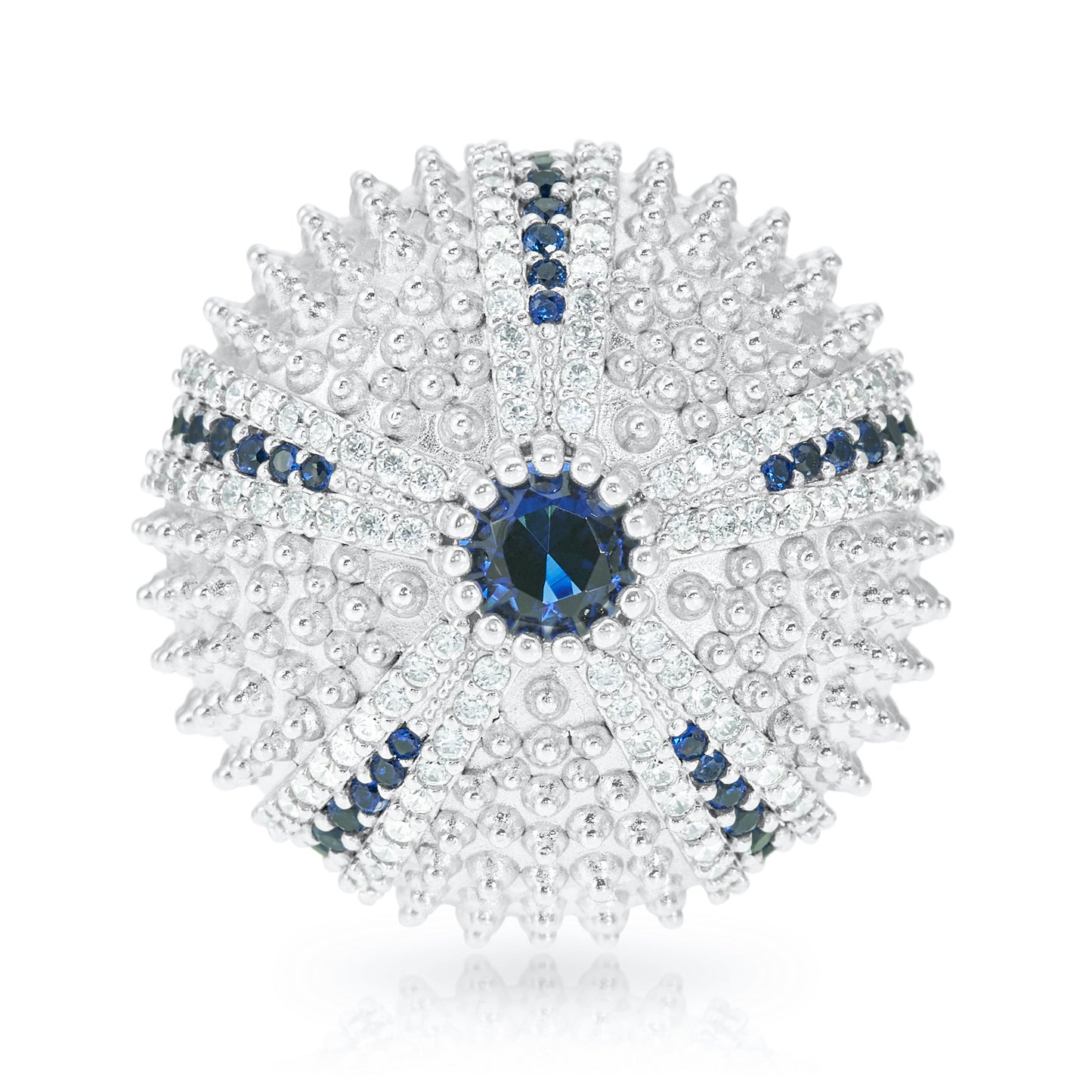 Sea Urchin Cocktail Ring - Blue - Silver